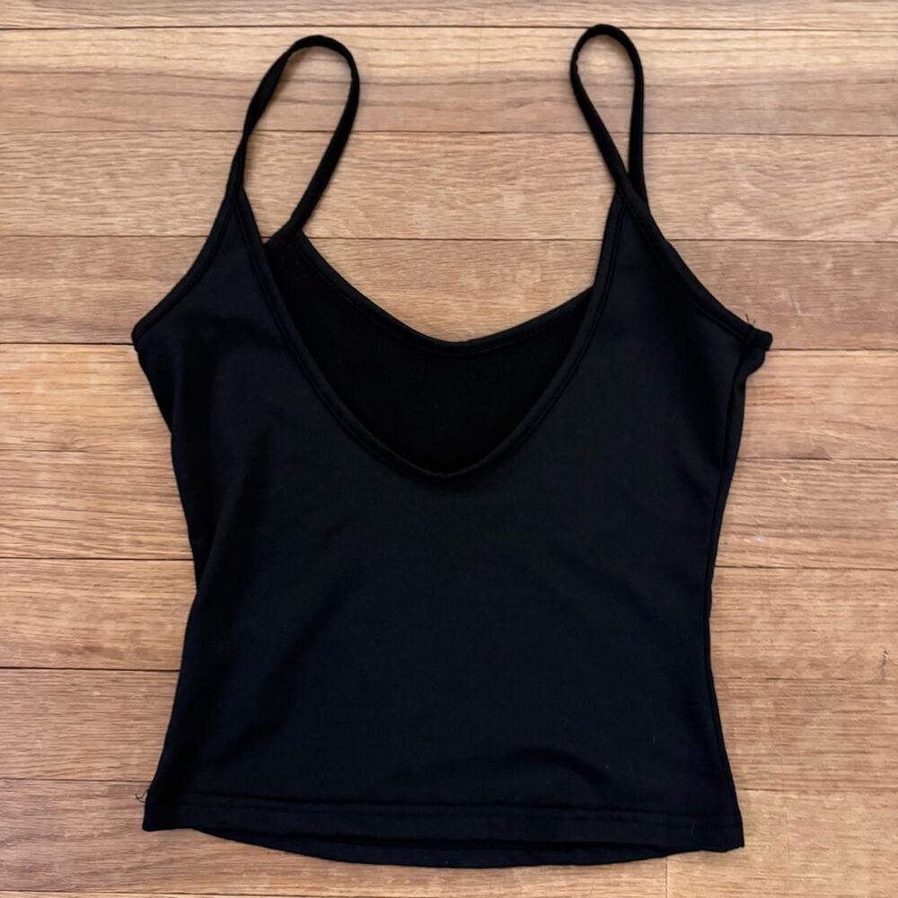 Black cropped shirt top blouse size XS
 b37
